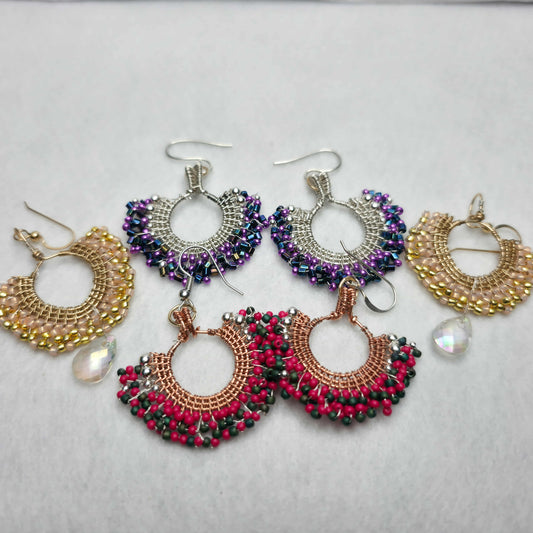 Custom Woven Fan Earrings – Made Just for You