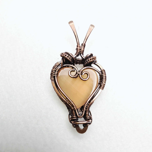 Golden Heart Copper Wire Weave Pendant