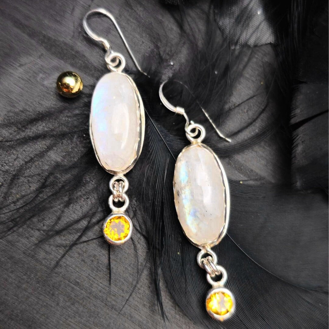Rainbow Moonstone Earrings