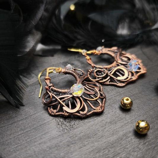 Copper Wire Weave Earrings