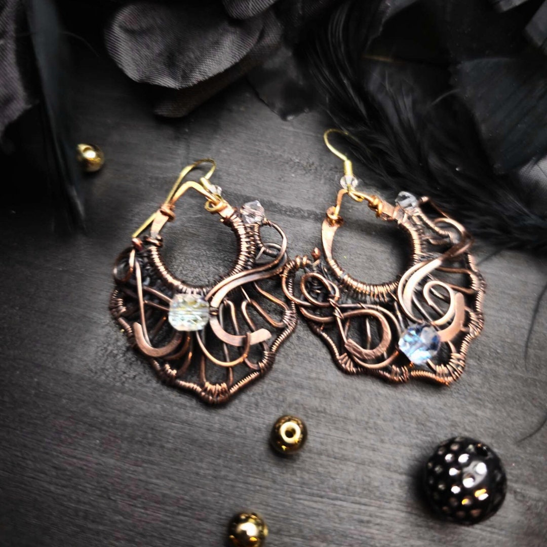 Copper Wire Weave Earrings