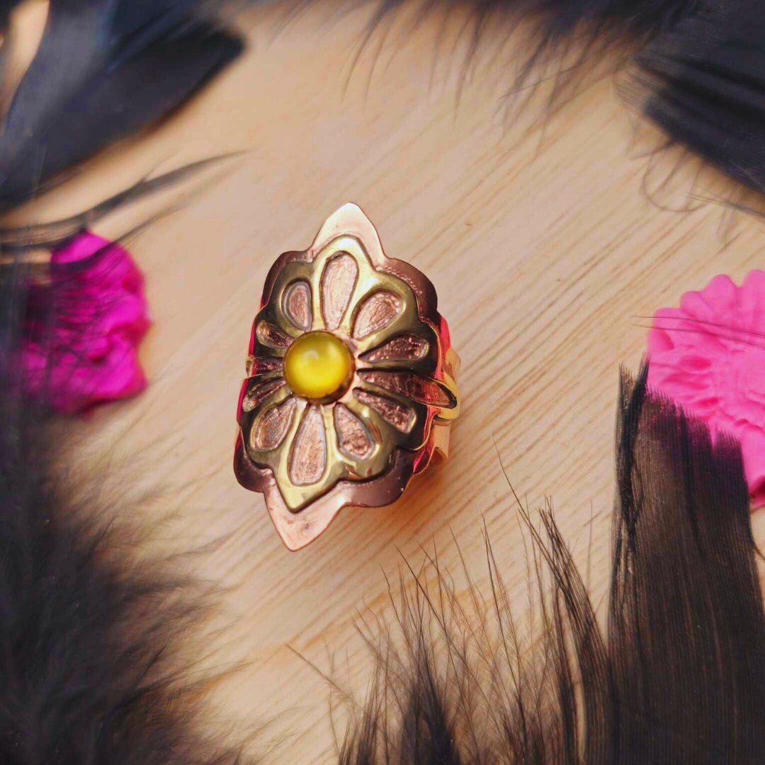 Citrine Mixed metal Geometric Ring