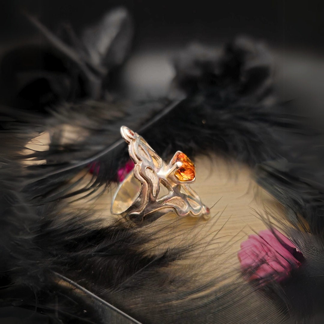 Orange spessartite Silver Signet