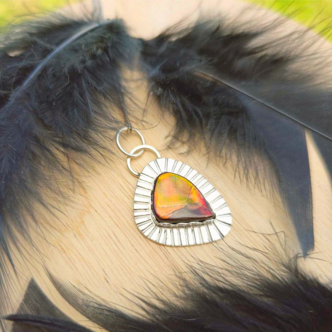 Ammolite Silver Pendant