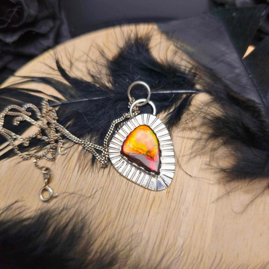 Ammolite Silver Pendant