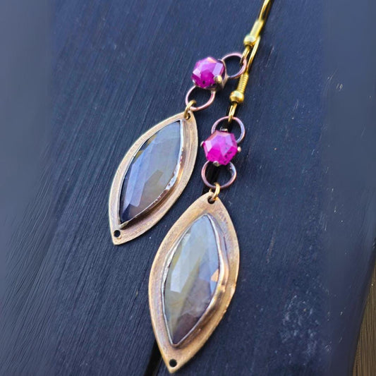 Rose cut sapphire Mixed Metal Dangles