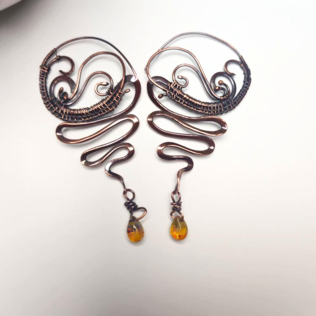 Handwoven Copper Earrings