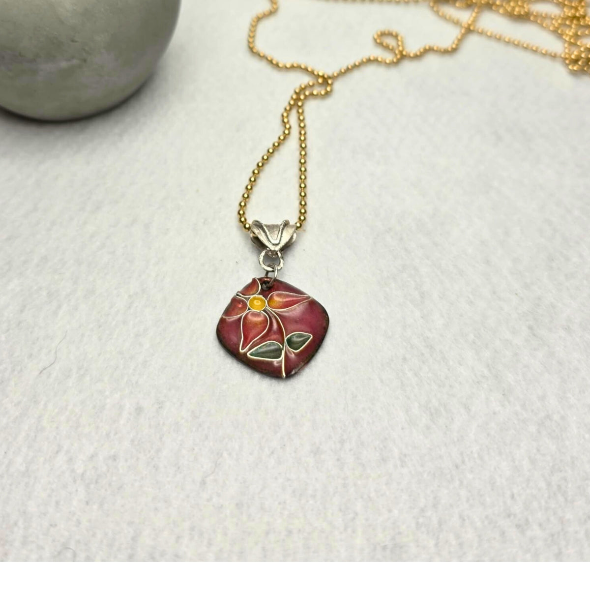 Cloisonné Flower Pendant - Pink