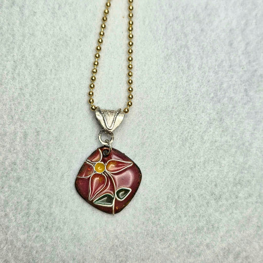 Cloisonné Flower Pendant - Pink