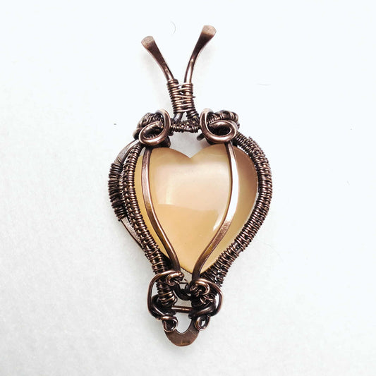 Golden Heart Copper Wire Weave Pendant