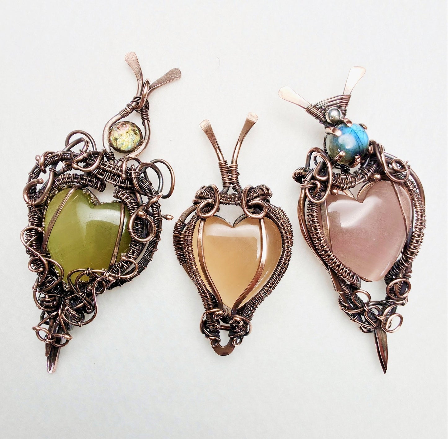 Golden Heart Copper Wire Weave Pendant