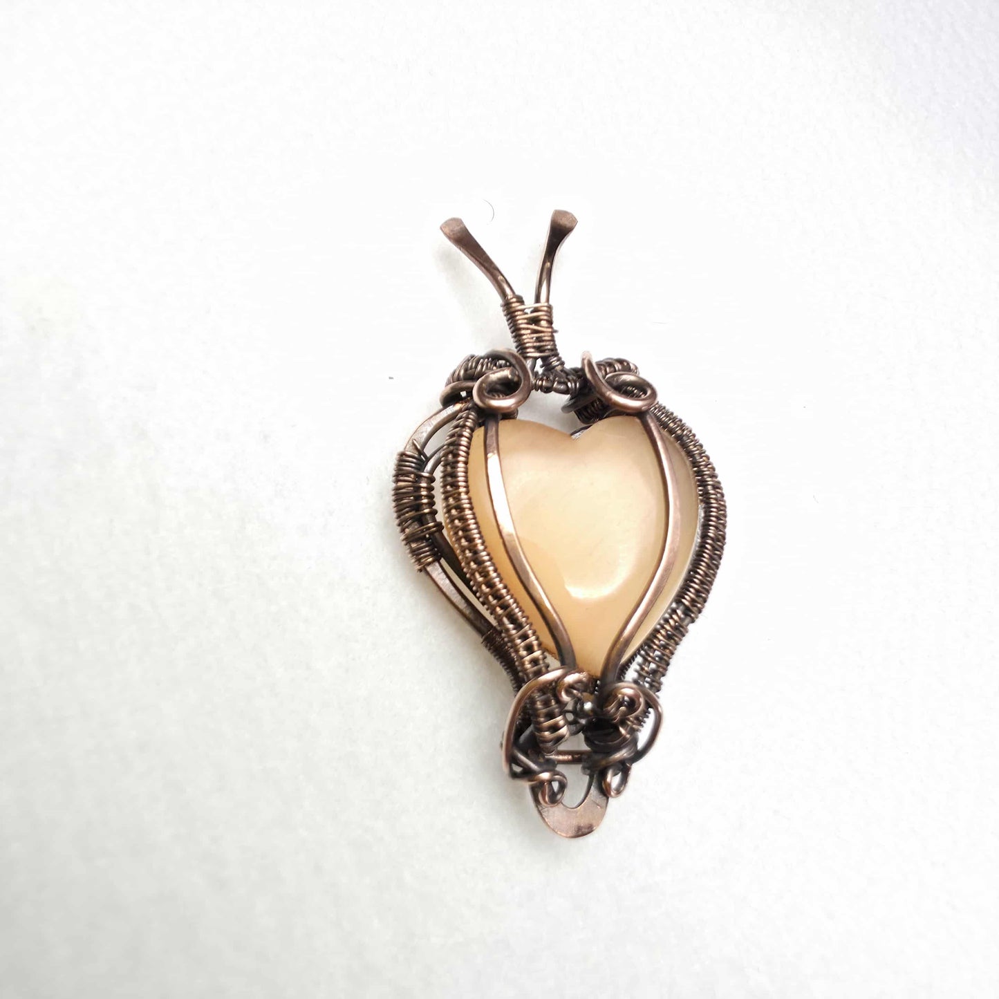 Golden Heart Copper Wire Weave Pendant