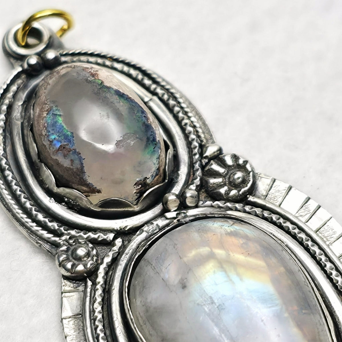 Moonstone & Fire Opal Galaxy Pendant
