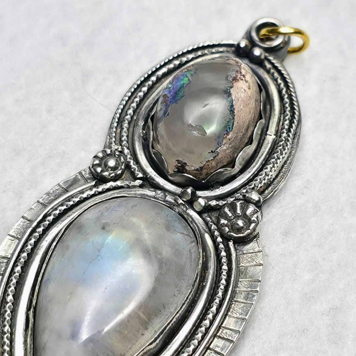 Moonstone & Fire Opal Galaxy Pendant