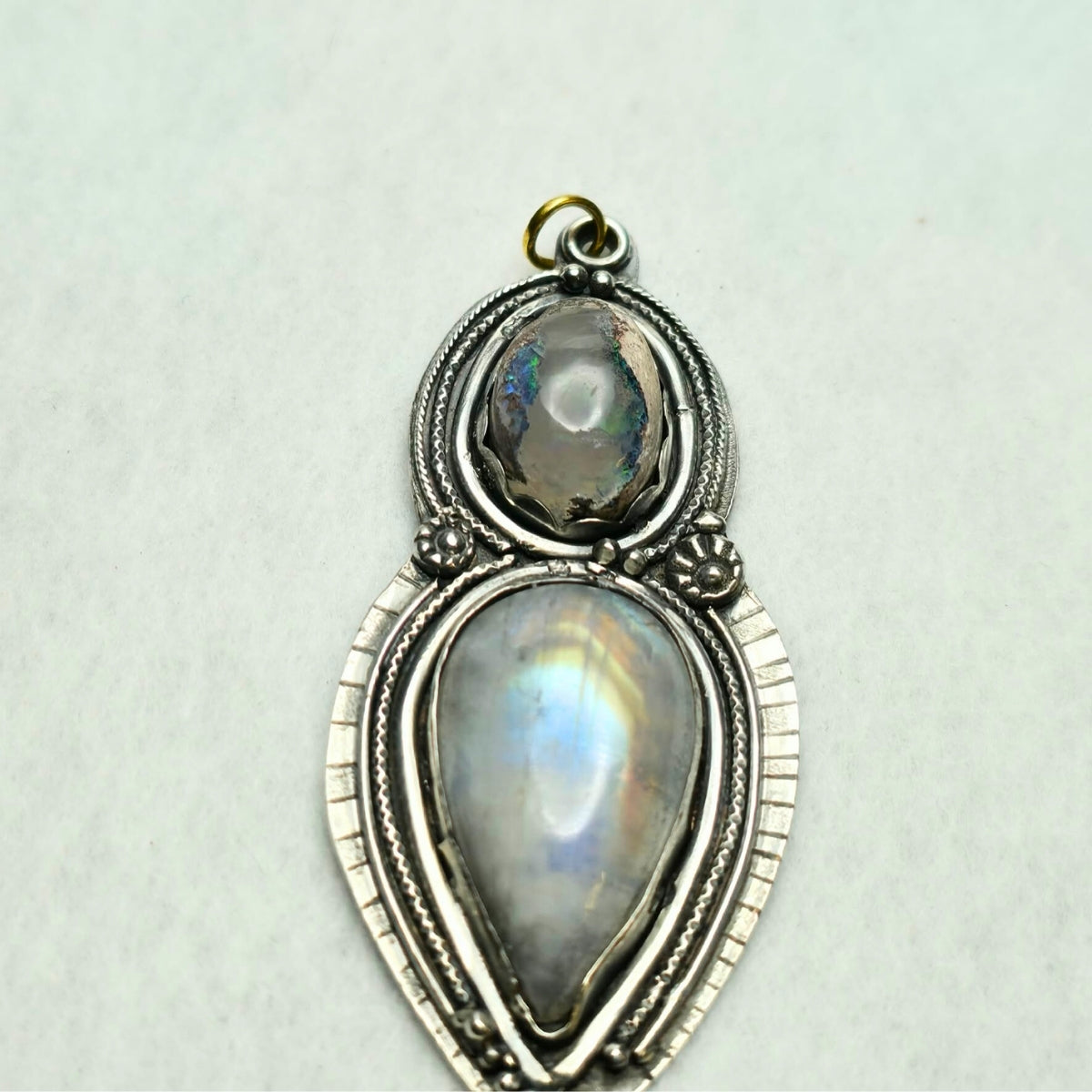 Moonstone & Fire Opal Galaxy Pendant