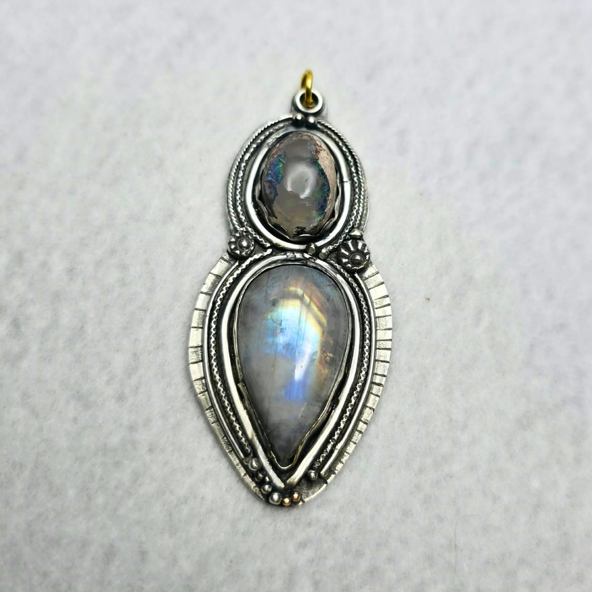 Moonstone & Fire Opal Galaxy Pendant