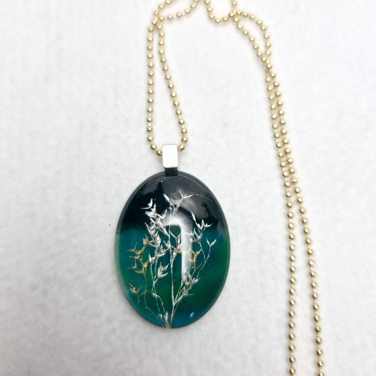 Verdant Whisper Pendant — Resin with Hand-Folded Paper Leaves