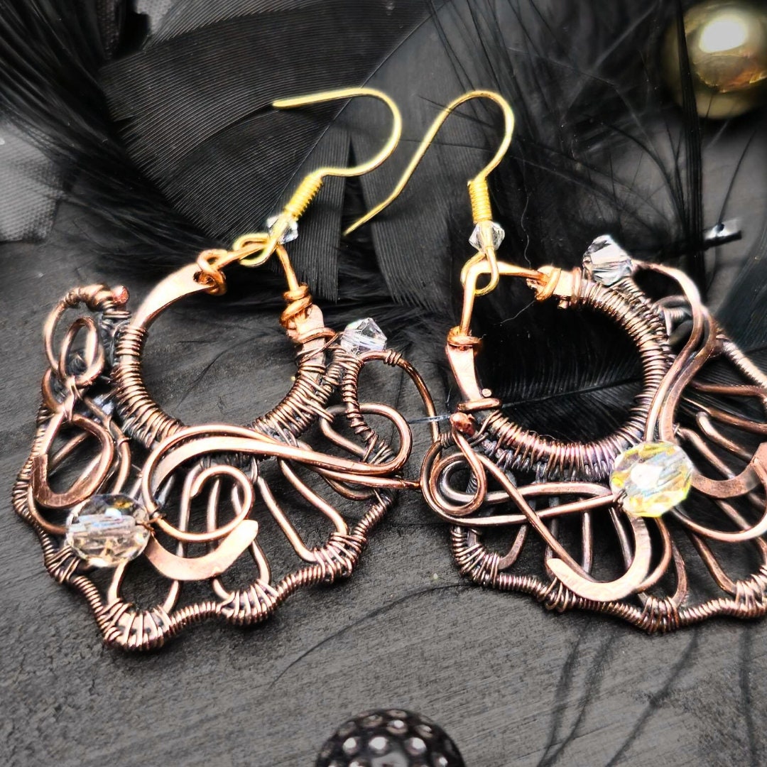 Copper Wire Weave Earrings