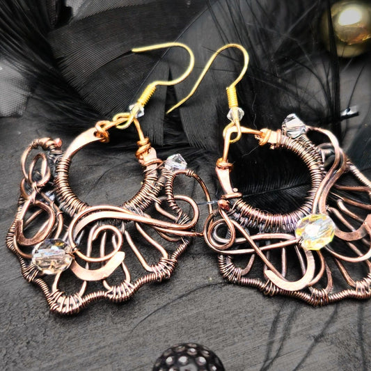 Copper Wire Weave Earrings