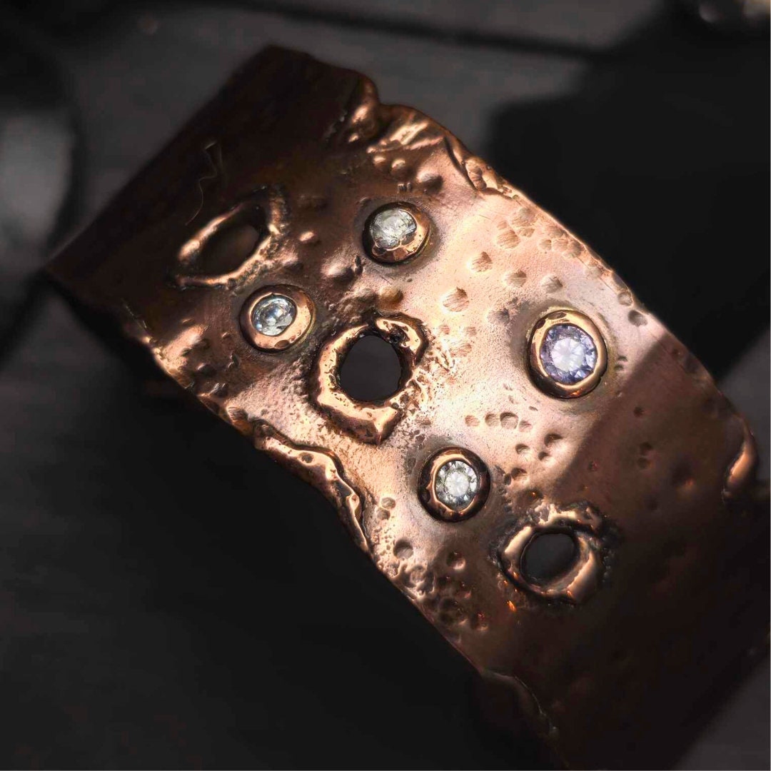 Forged and Melted Cuff with Stones