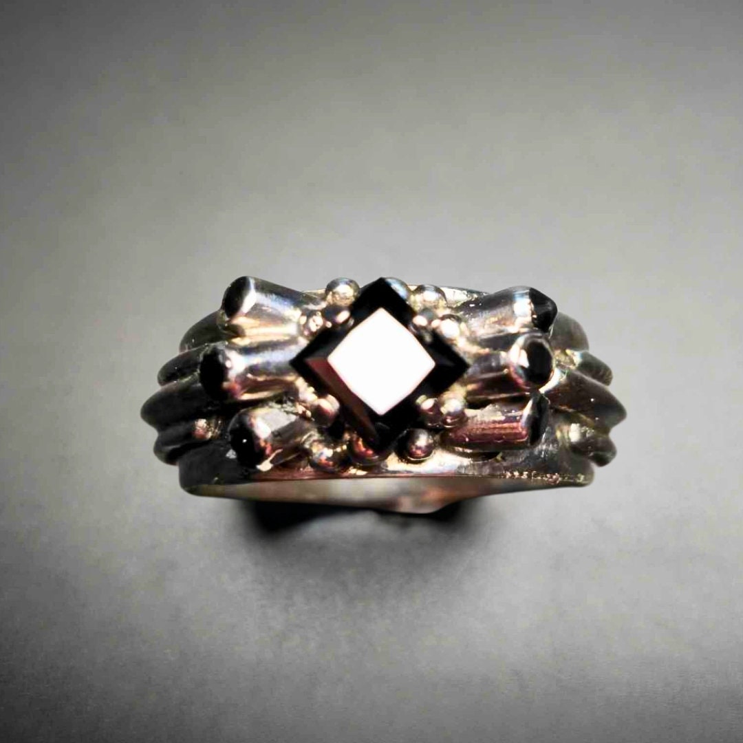 Black Moissanite Princess Cut Sculptural Ring