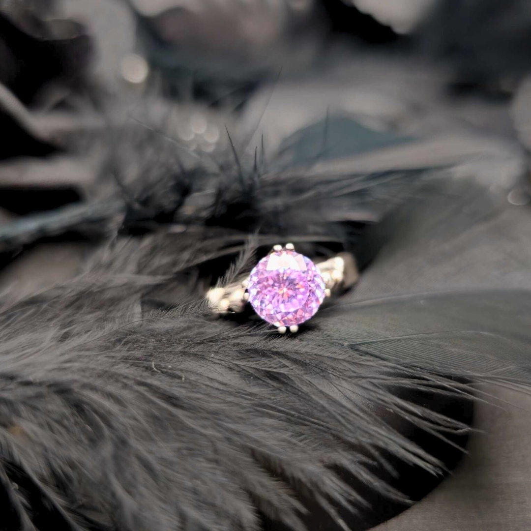 Lavender CZ Antique Silver Ring