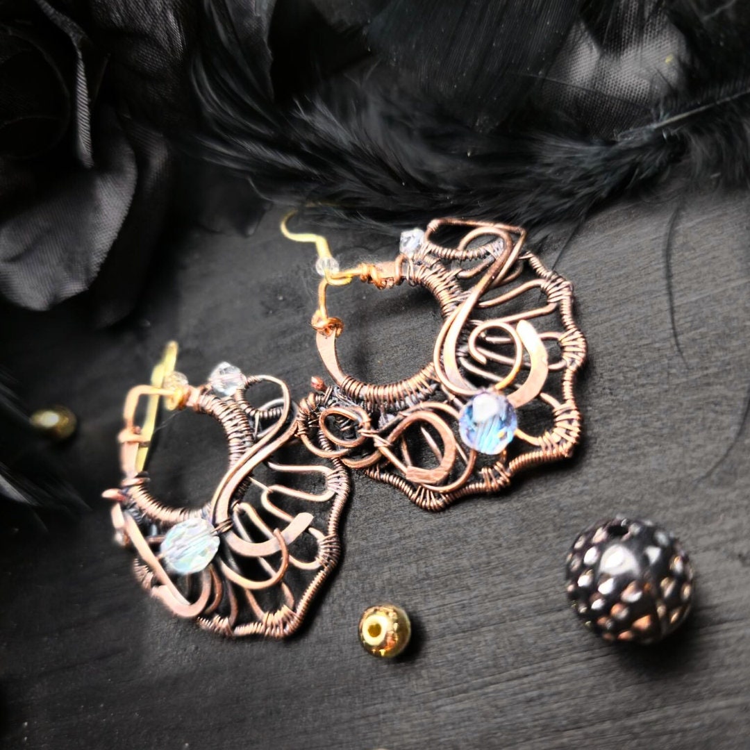 Copper Wire Weave Earrings