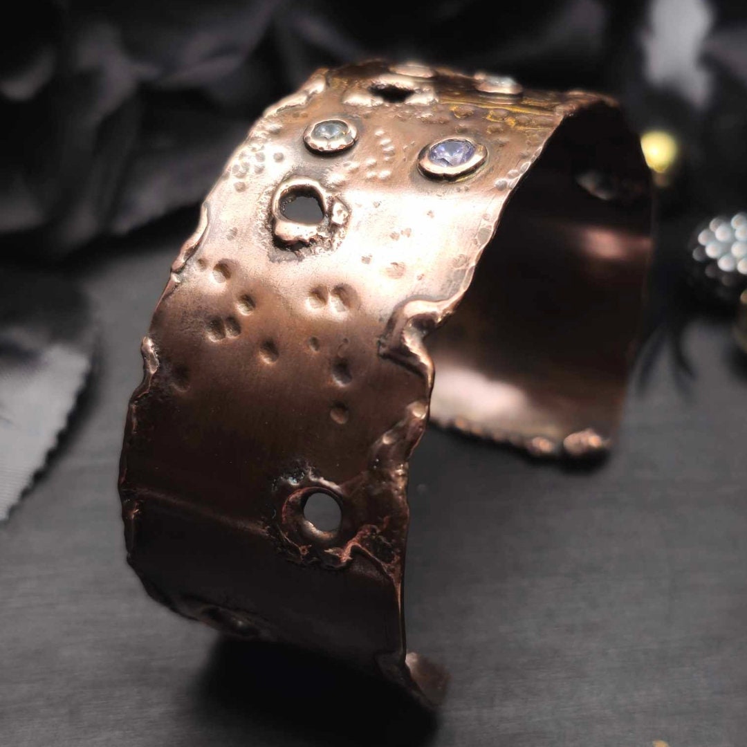 Forged and Melted Cuff with Stones
