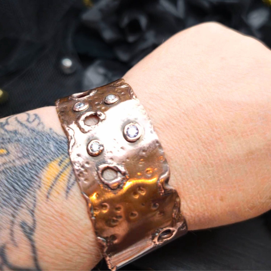 Forged and Melted Cuff with Stones