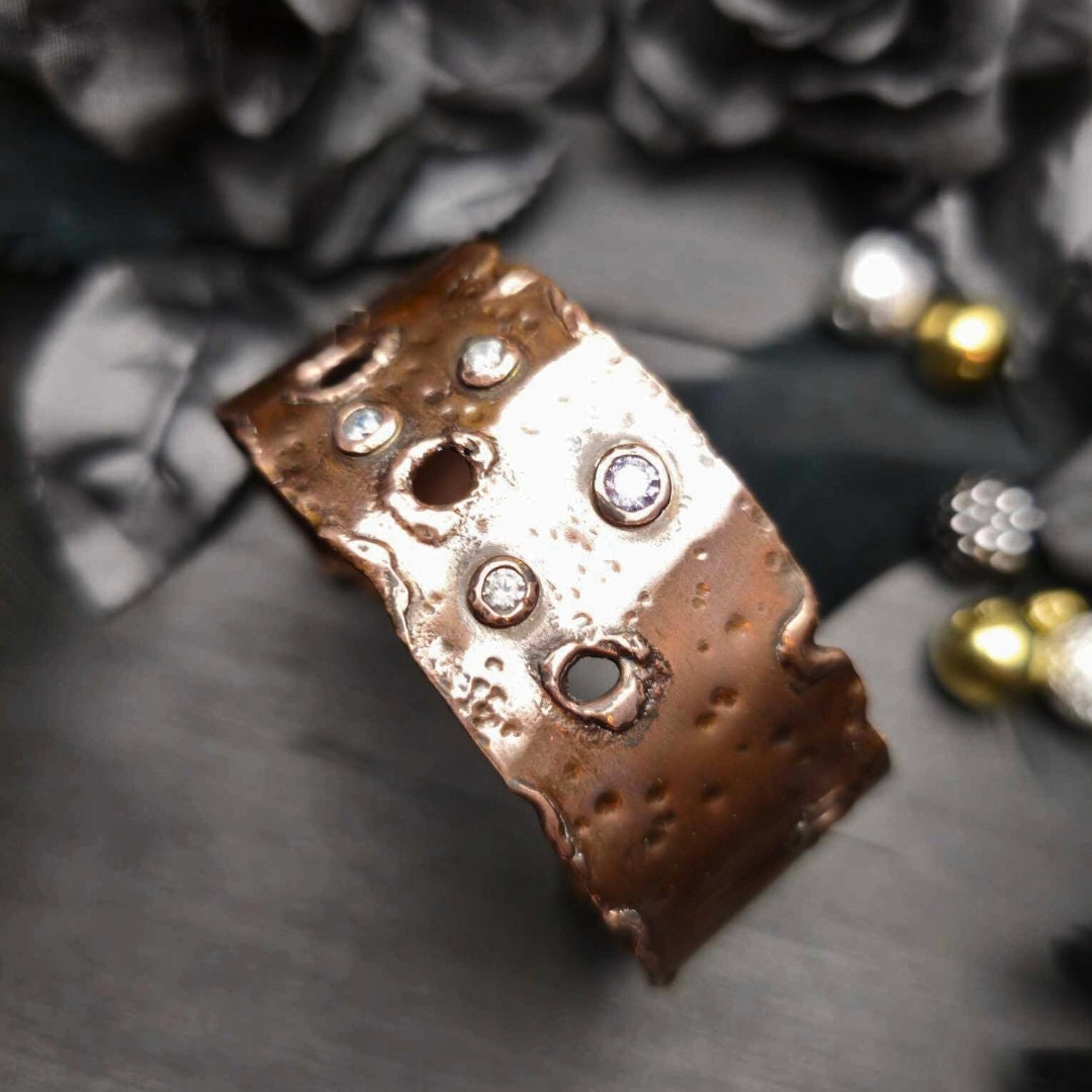 Forged and Melted Cuff with Stones