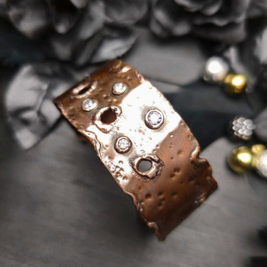 Forged and Melted Cuff with Stones
