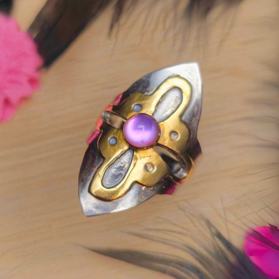 Amethyst Silver Signet Ring