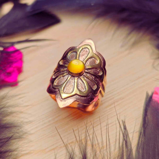 Citrine Mixed metal Geometric Ring