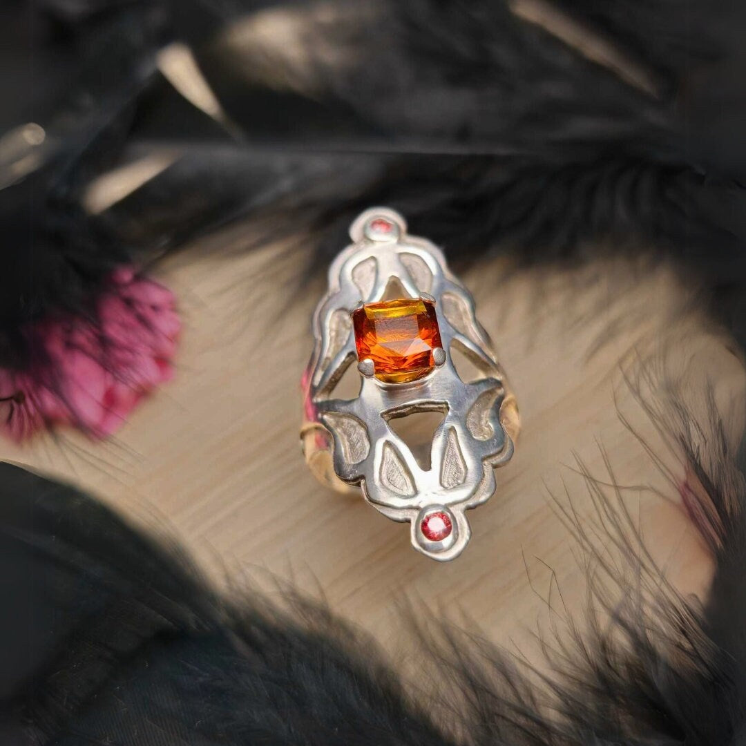 Orange spessartite Silver Signet