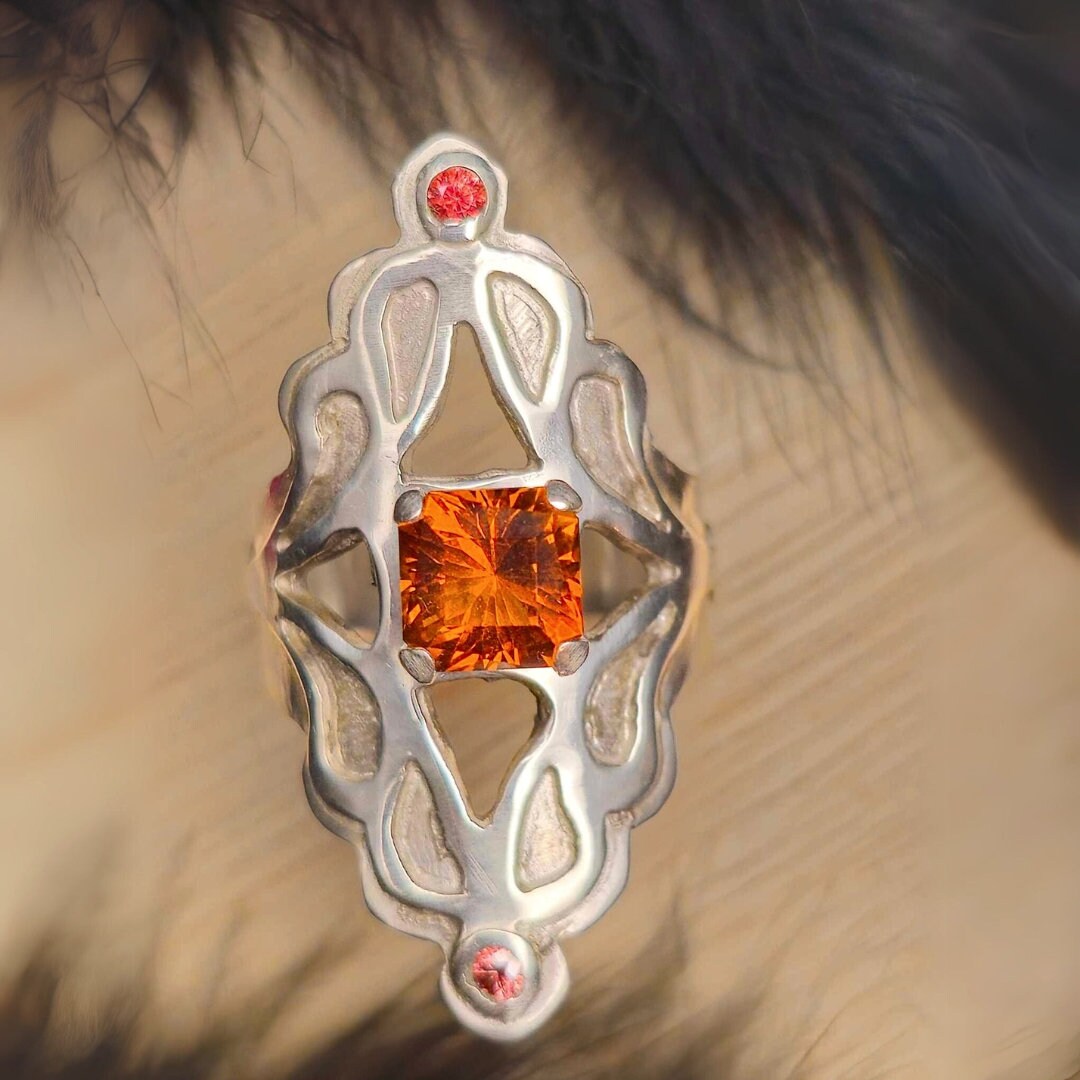 Orange spessartite Silver Signet