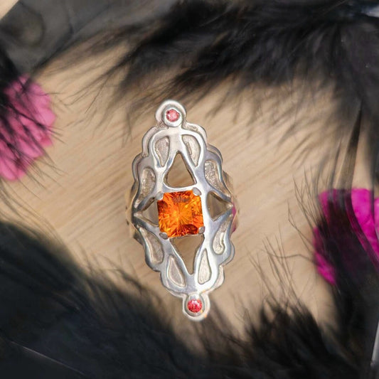 Orange spessartite Silver Signet