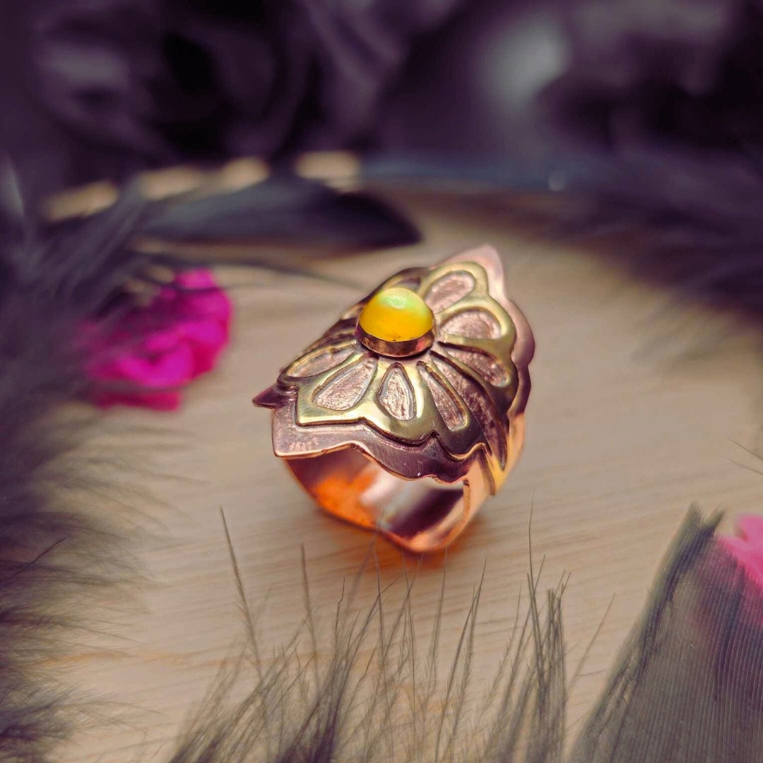 Citrine Mixed metal Geometric Ring