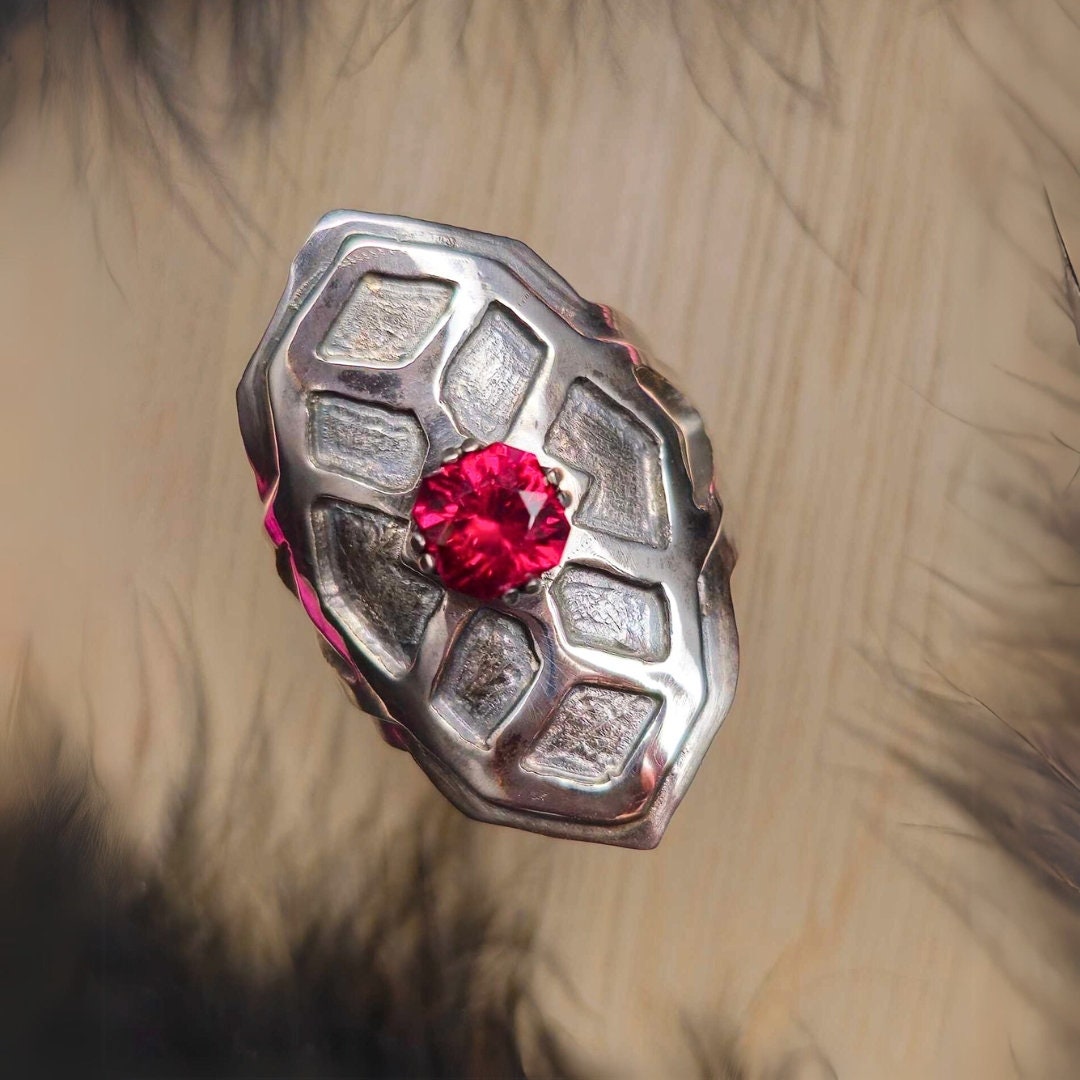 Handmade Red Garnet Sterling Silver Statement Ring
