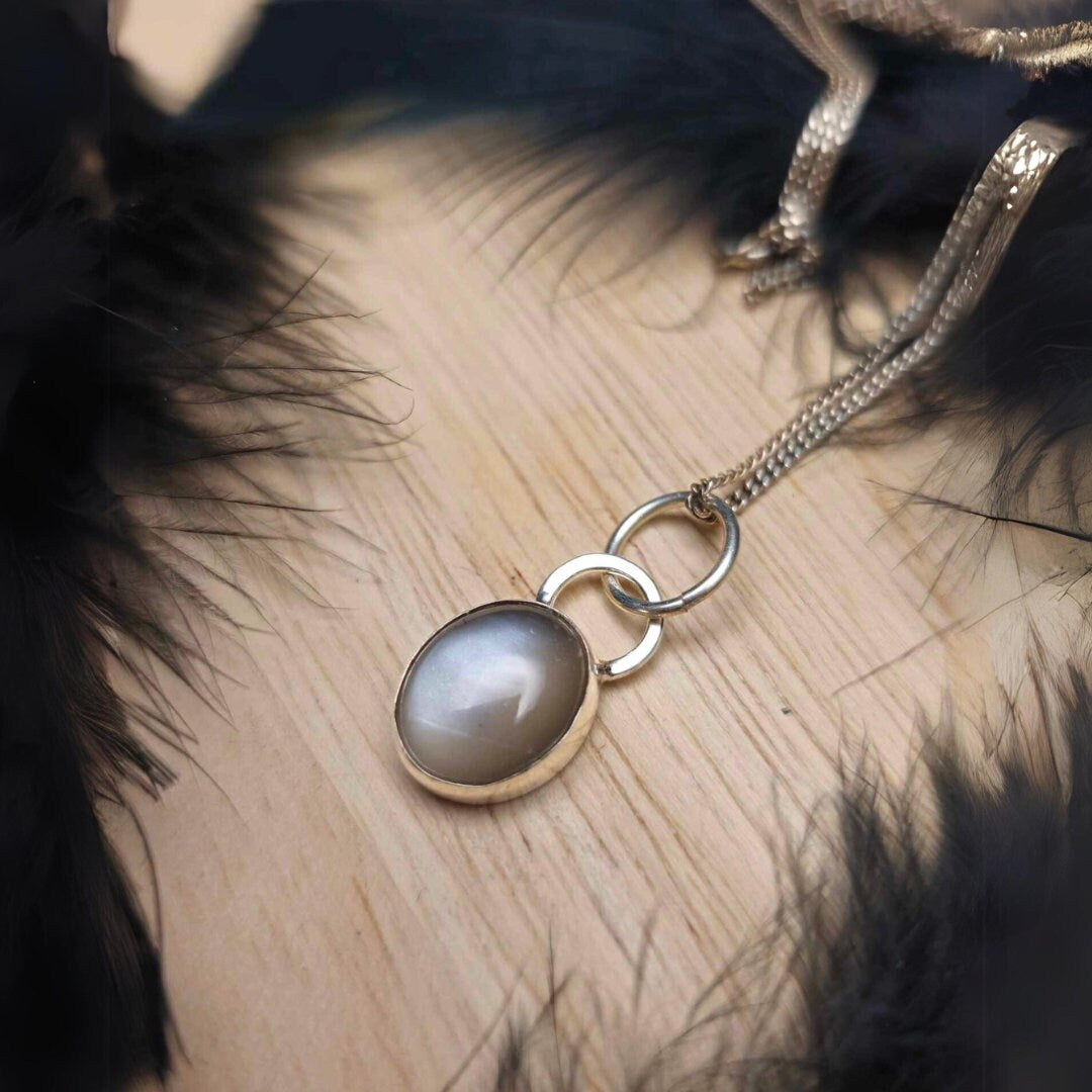 Shimmery Silver Moonstone Pendant