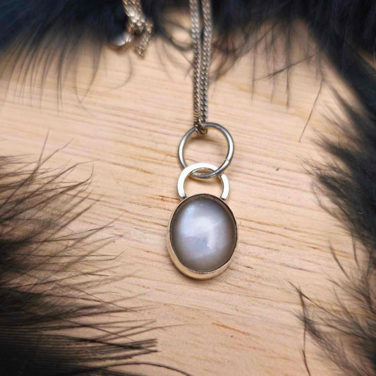 Shimmery Silver Moonstone Pendant
