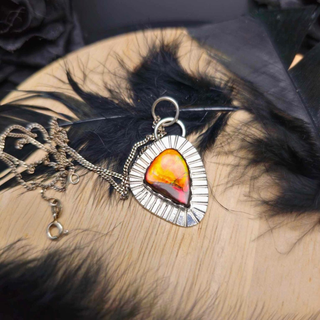 Ammolite Silver Pendant