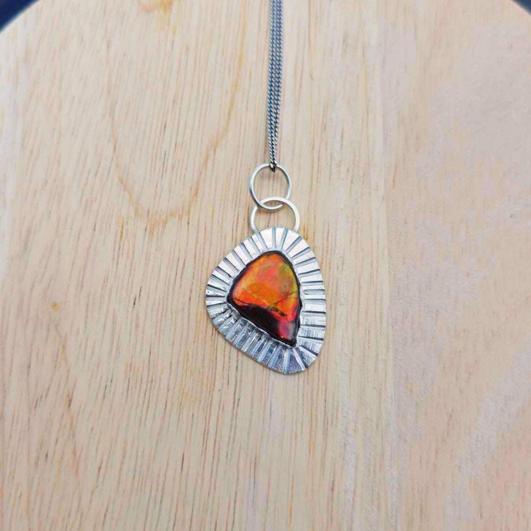 Ammolite Silver Pendant