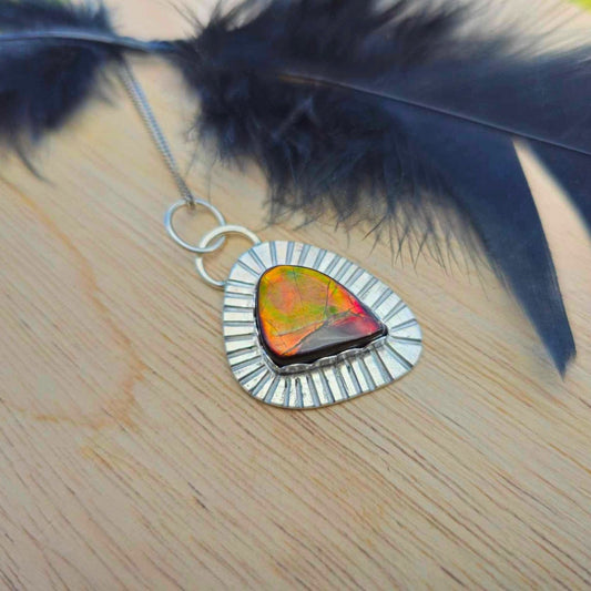Ammolite Silver Pendant