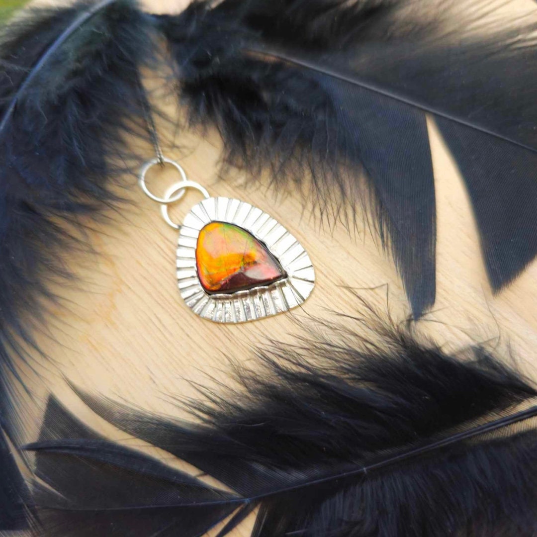 Ammolite Silver Pendant