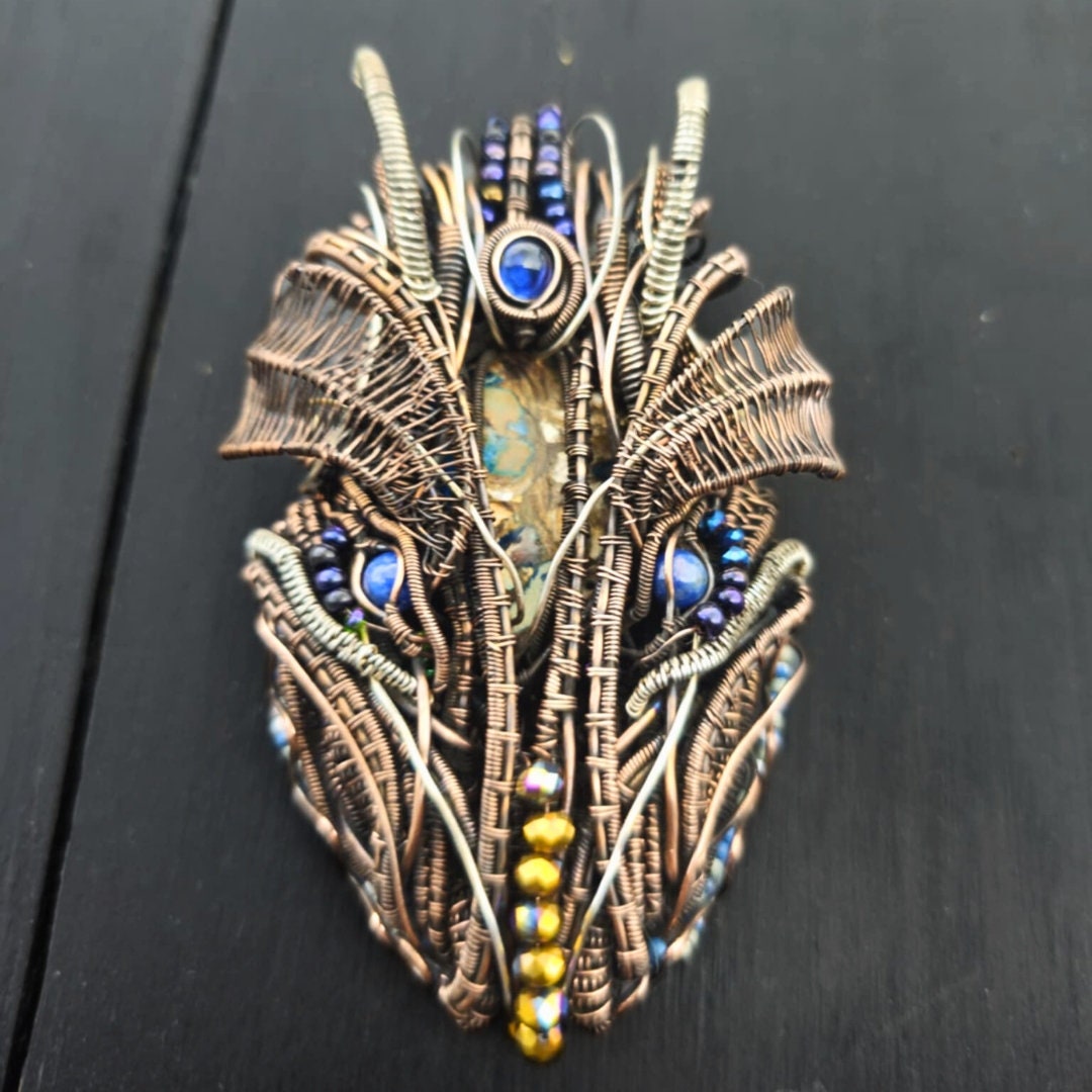 Hand-Sculpted Wire Dragon - Mixed Metal Art, Copper, Brass & Silver