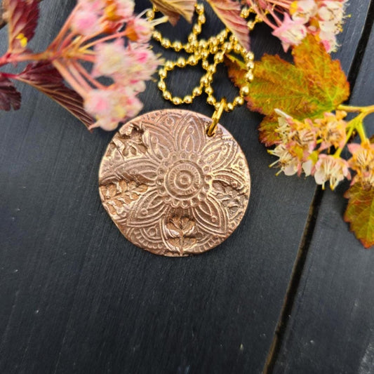 Handmade Copper Mandala Pendant