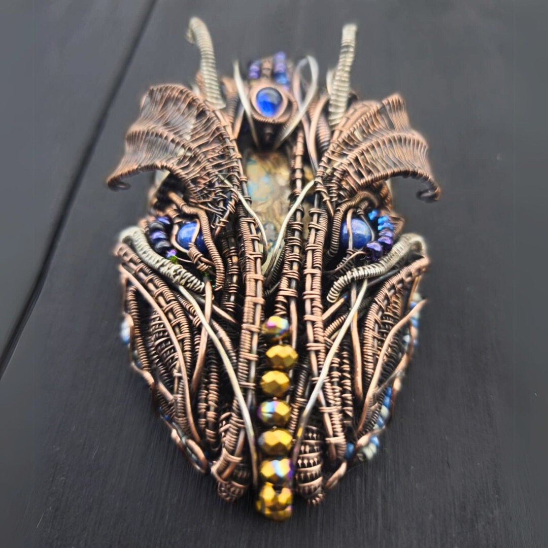 Hand-Sculpted Wire Dragon - Mixed Metal Art, Copper, Brass & Silver