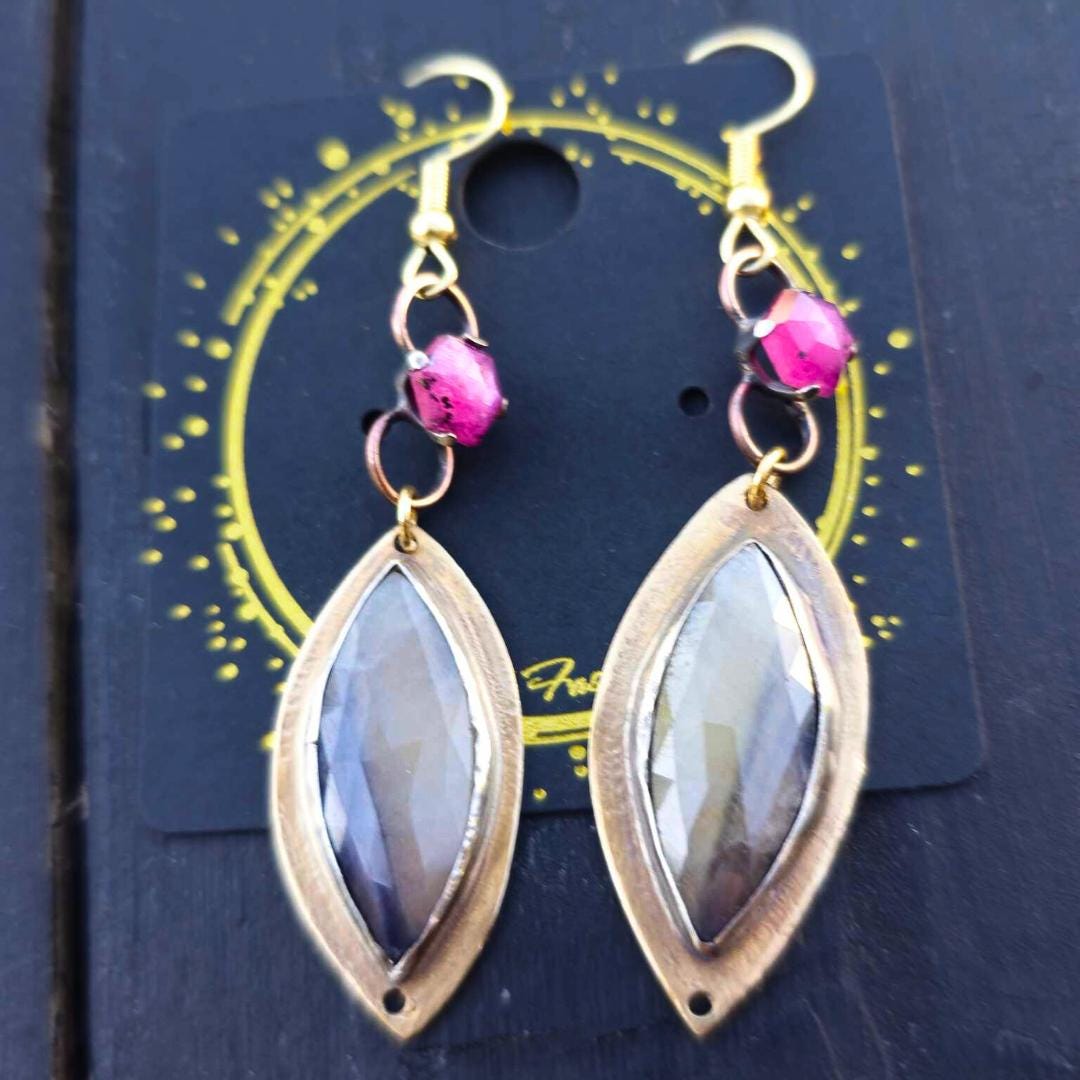 Rose cut sapphire Mixed Metal Dangles