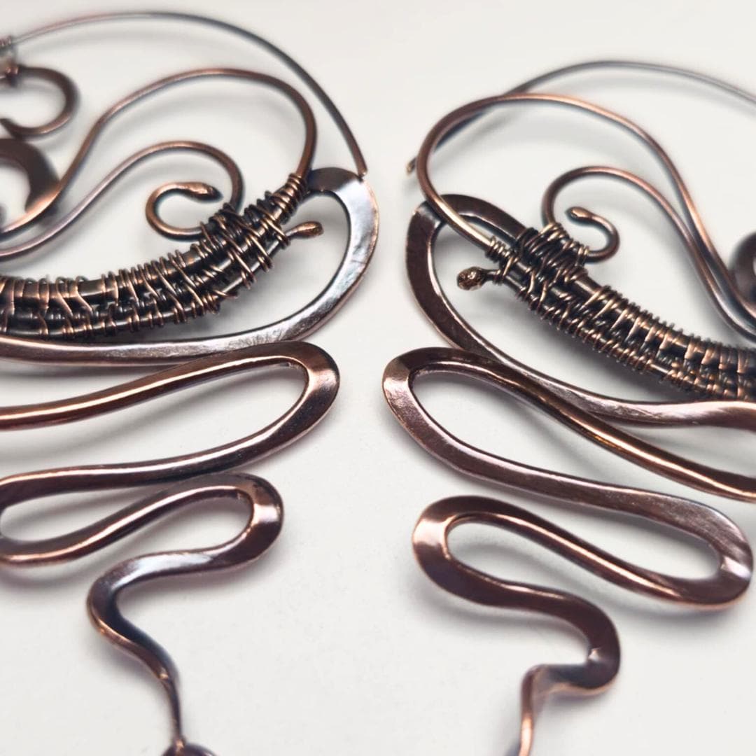 Handwoven Copper Earrings
