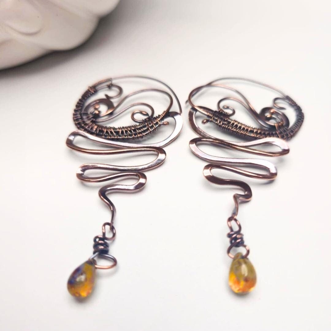 Handwoven Copper Earrings